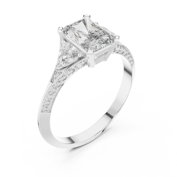  White Gold Celeste Three Stone Pavé Band Ring Right View
