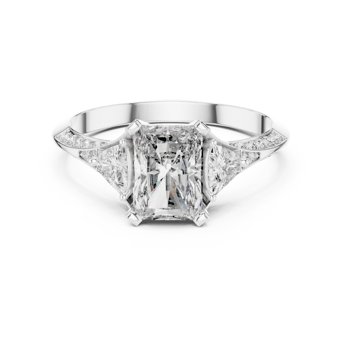  White Gold Celeste Three Stone Pavé Band Ring Right View