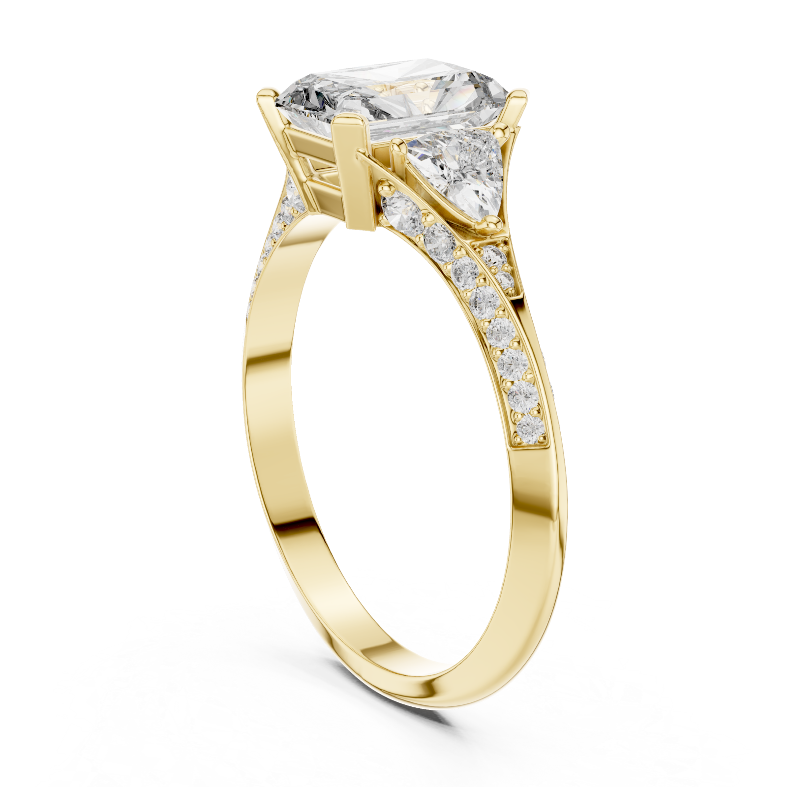  Gold Celeste Three Stone Pavé Band Ring Left View