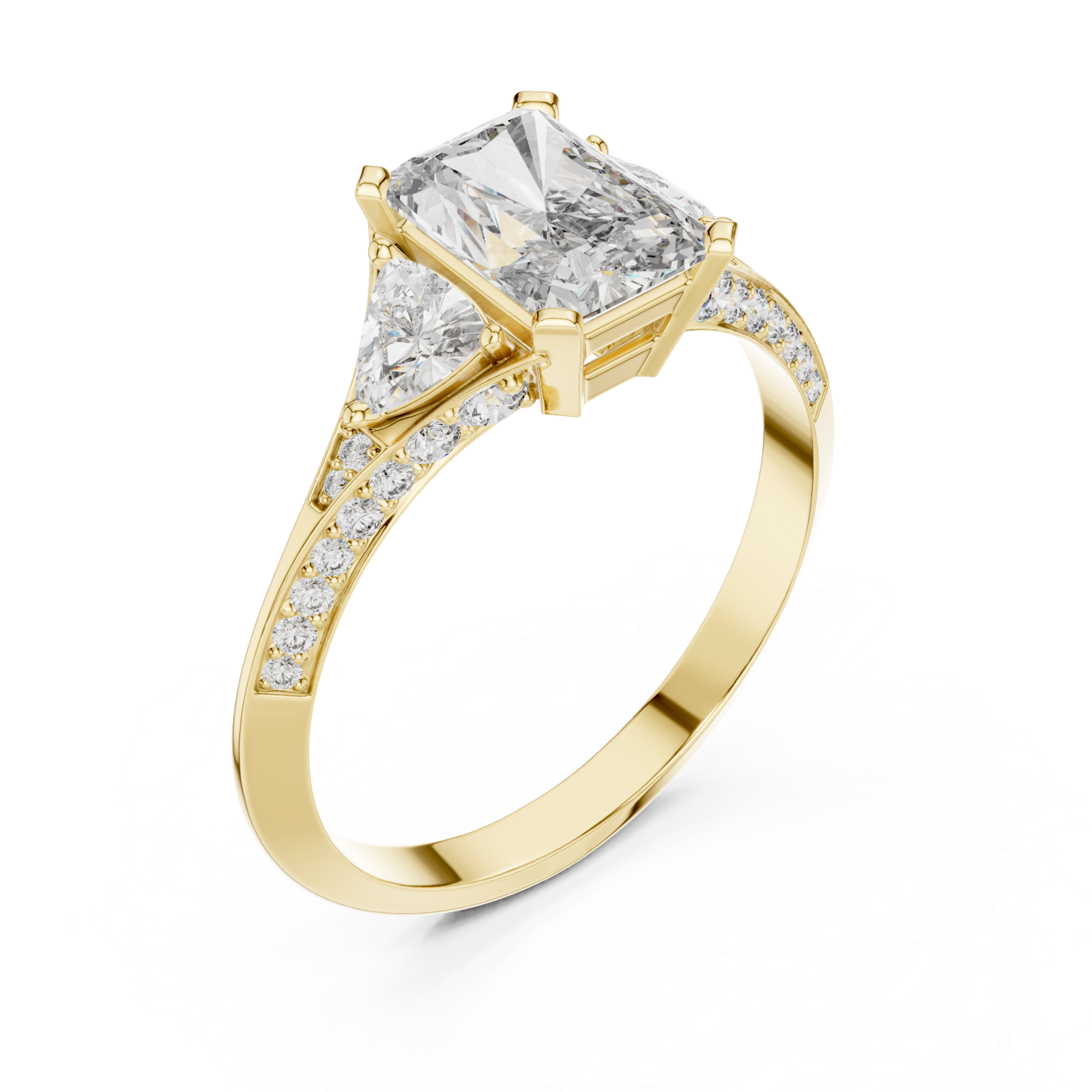 Gold Celeste Three Stone Pavé Band Ring Right View