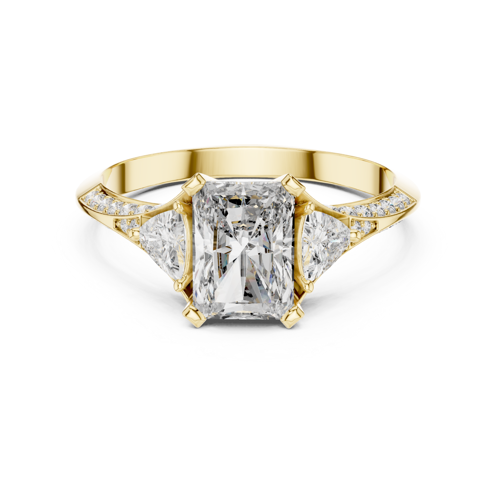  Gold Celeste Three Stone Pavé Band Ring Front View