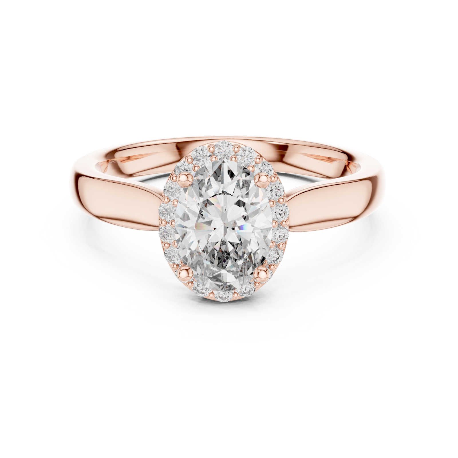  Rose Gold Celestial Whisper Signature Halo Cluster Ring Front View