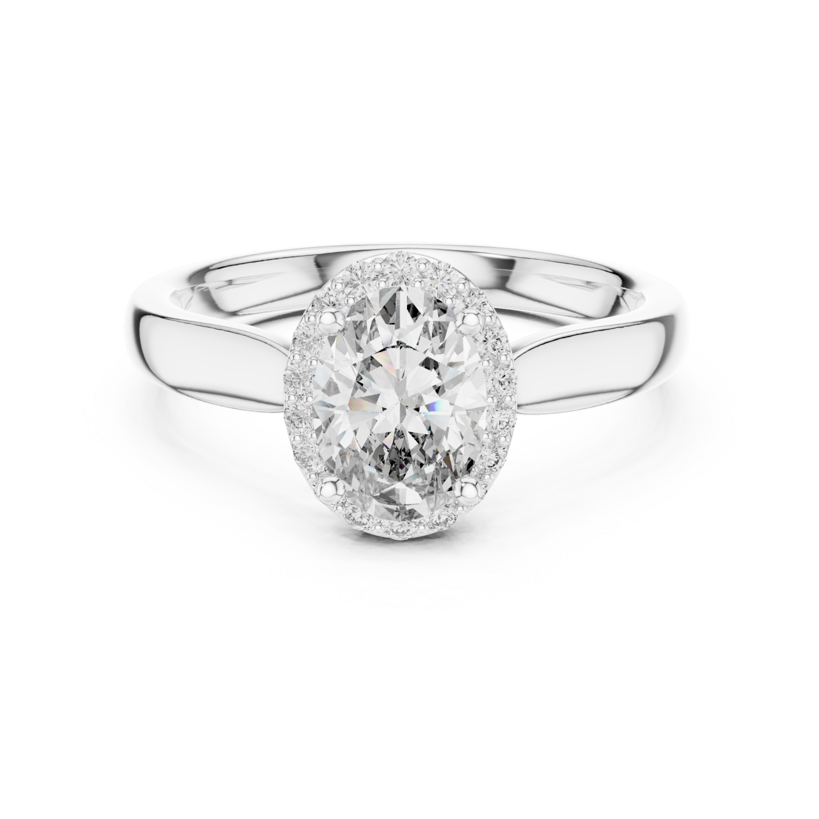  White Gold Celestial Whisper Signature Halo Cluster Ring Front View