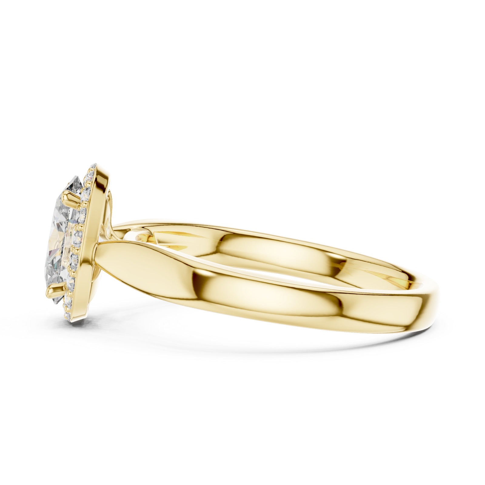  Gold Celestial Whisper Signature Halo Cluster Ring Side View