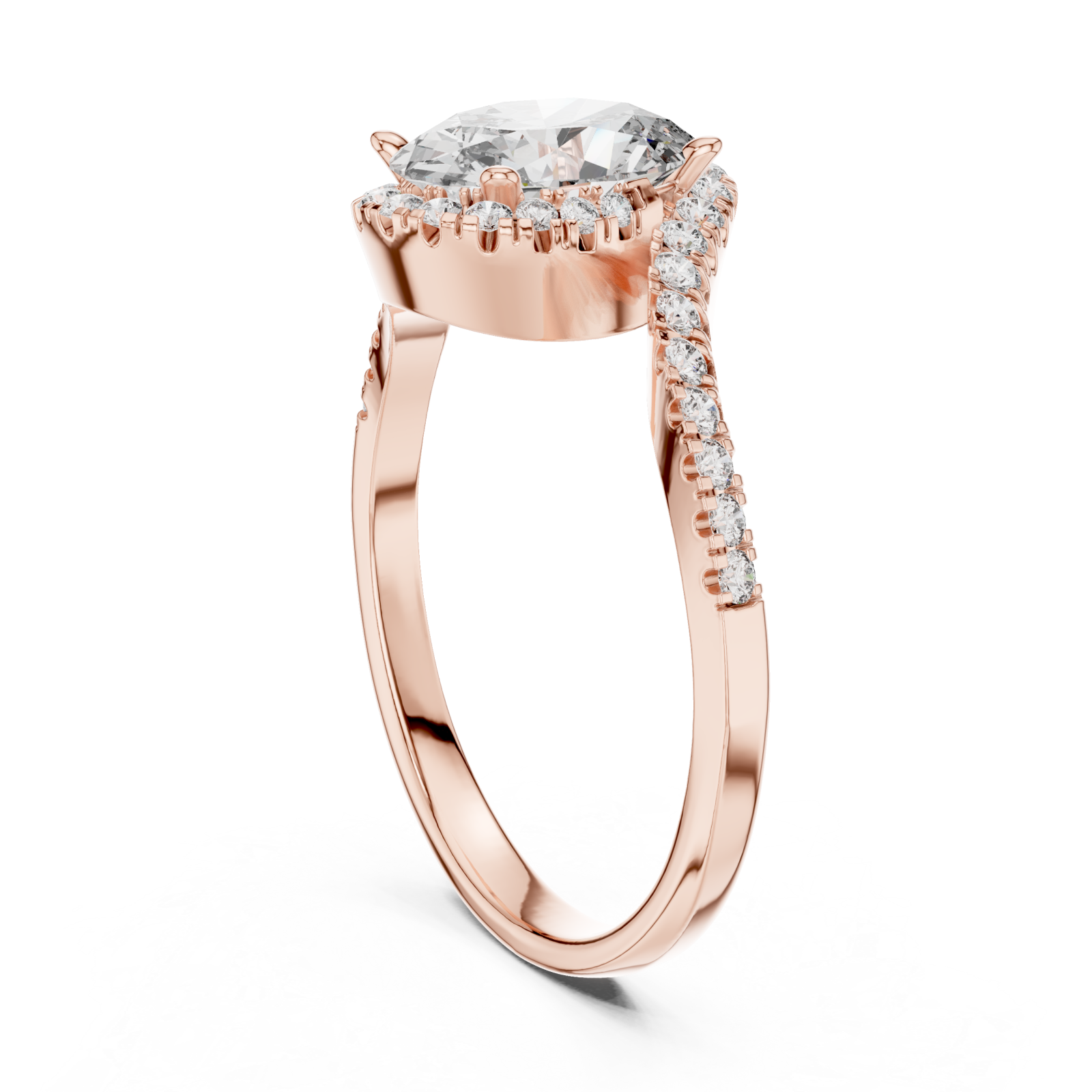  Rose Gold Bold Reflection Signature Engagement Band Left View