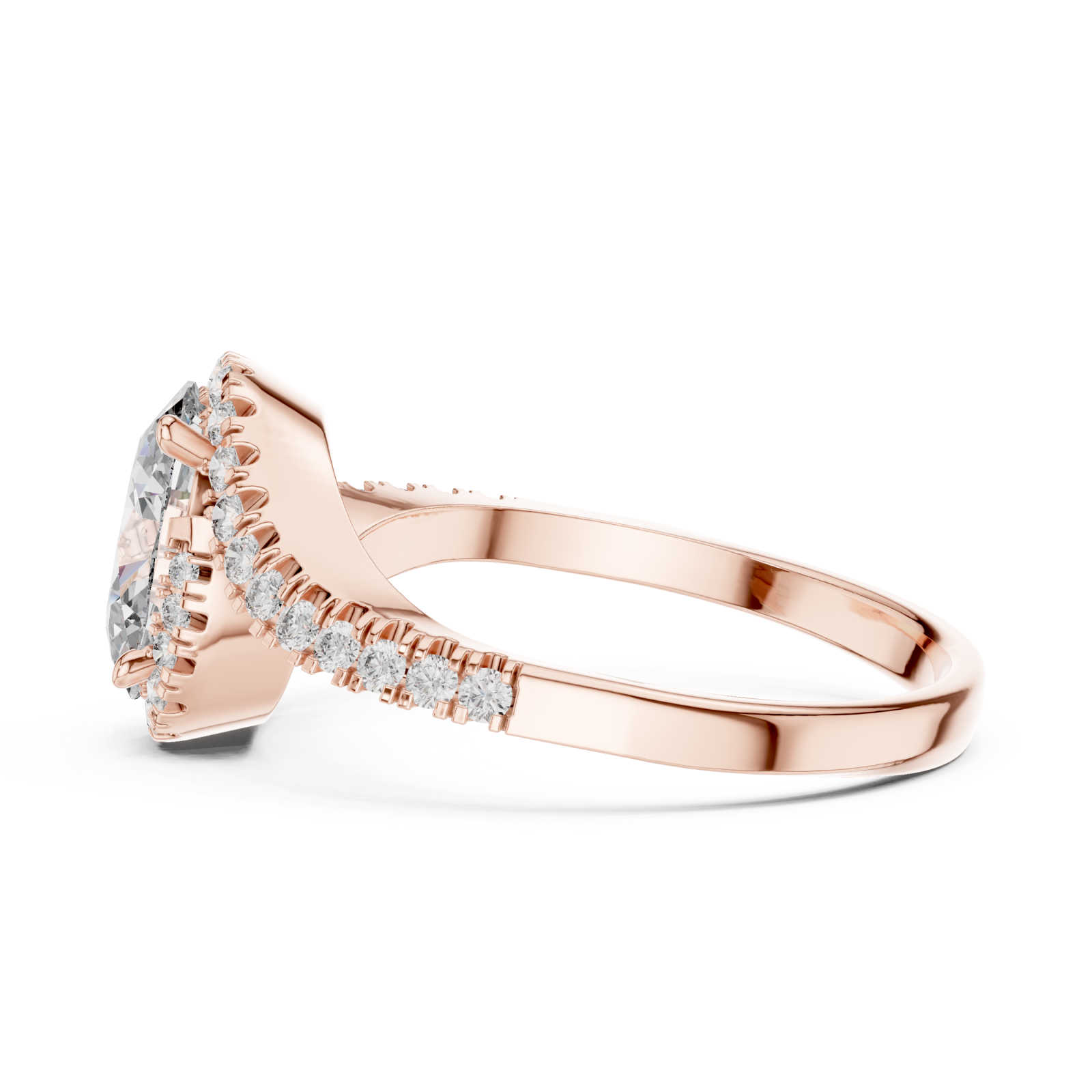  Rose Gold Bold Reflection Signature Engagement Band Side View