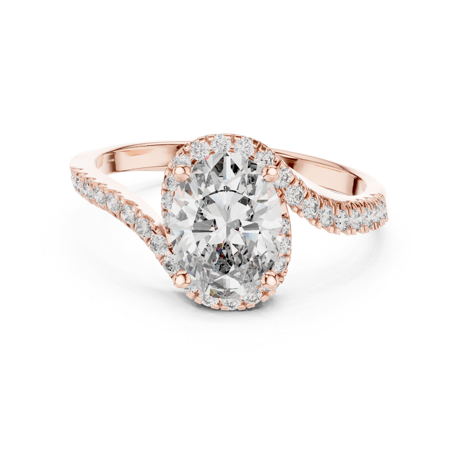 Rose Gold Bold Reflection Signature Engagement Band Front View