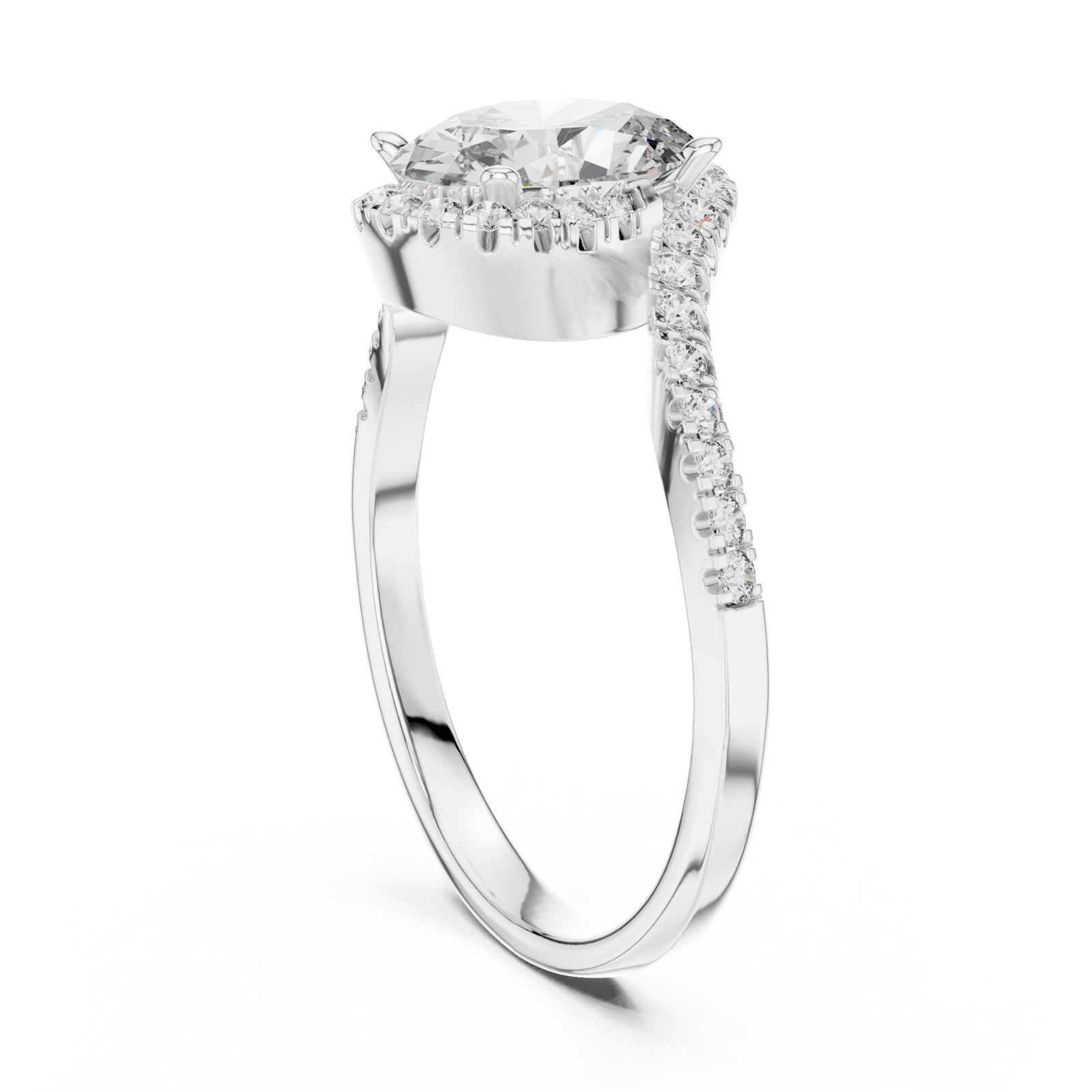  White Gold Bold Reflection Signature Engagement Band Left View