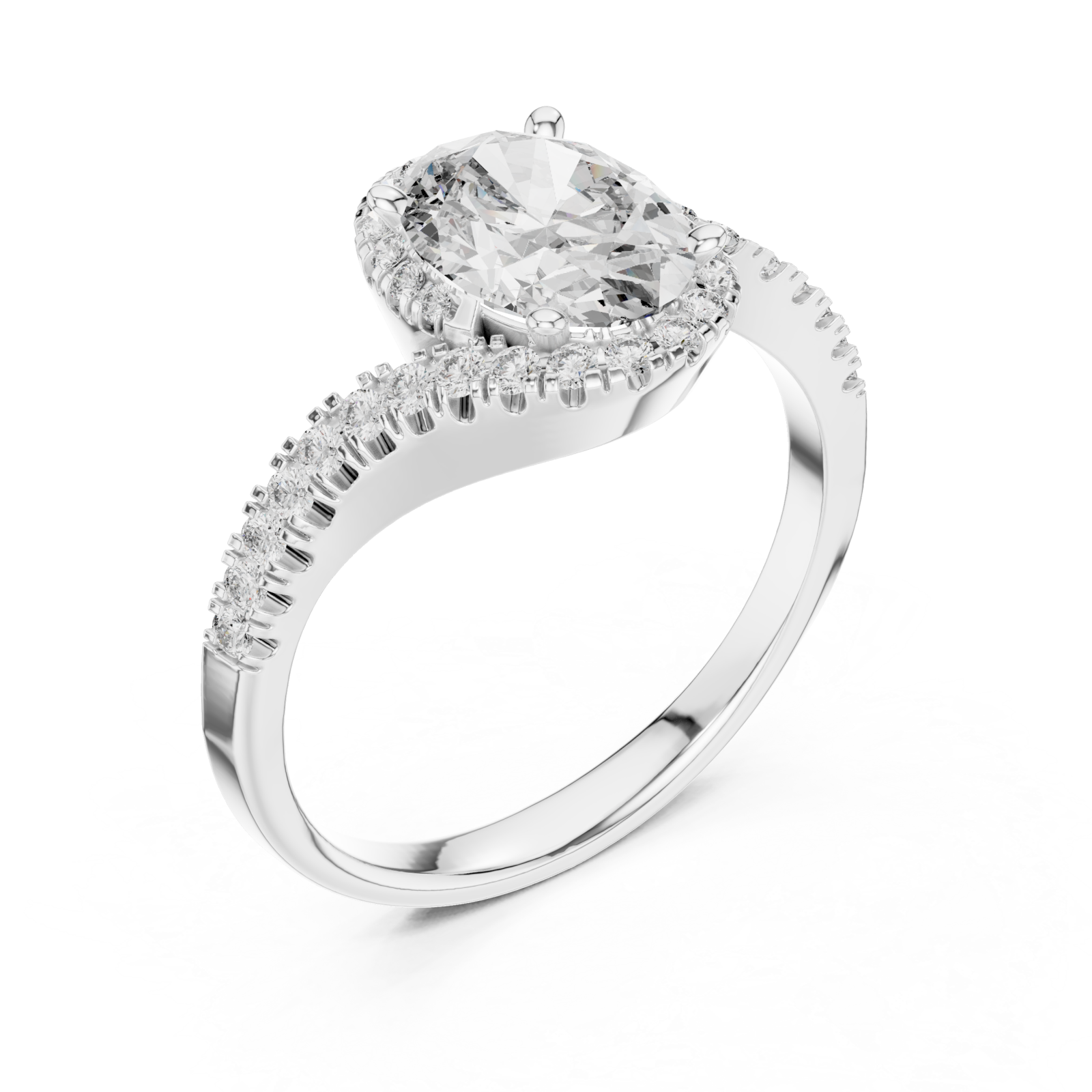 White Gold Bold Reflection Signature Engagement Band Right View