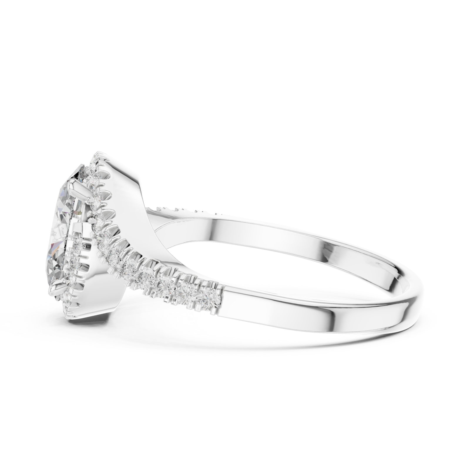  White Gold Bold Reflection Signature Engagement Band Side View