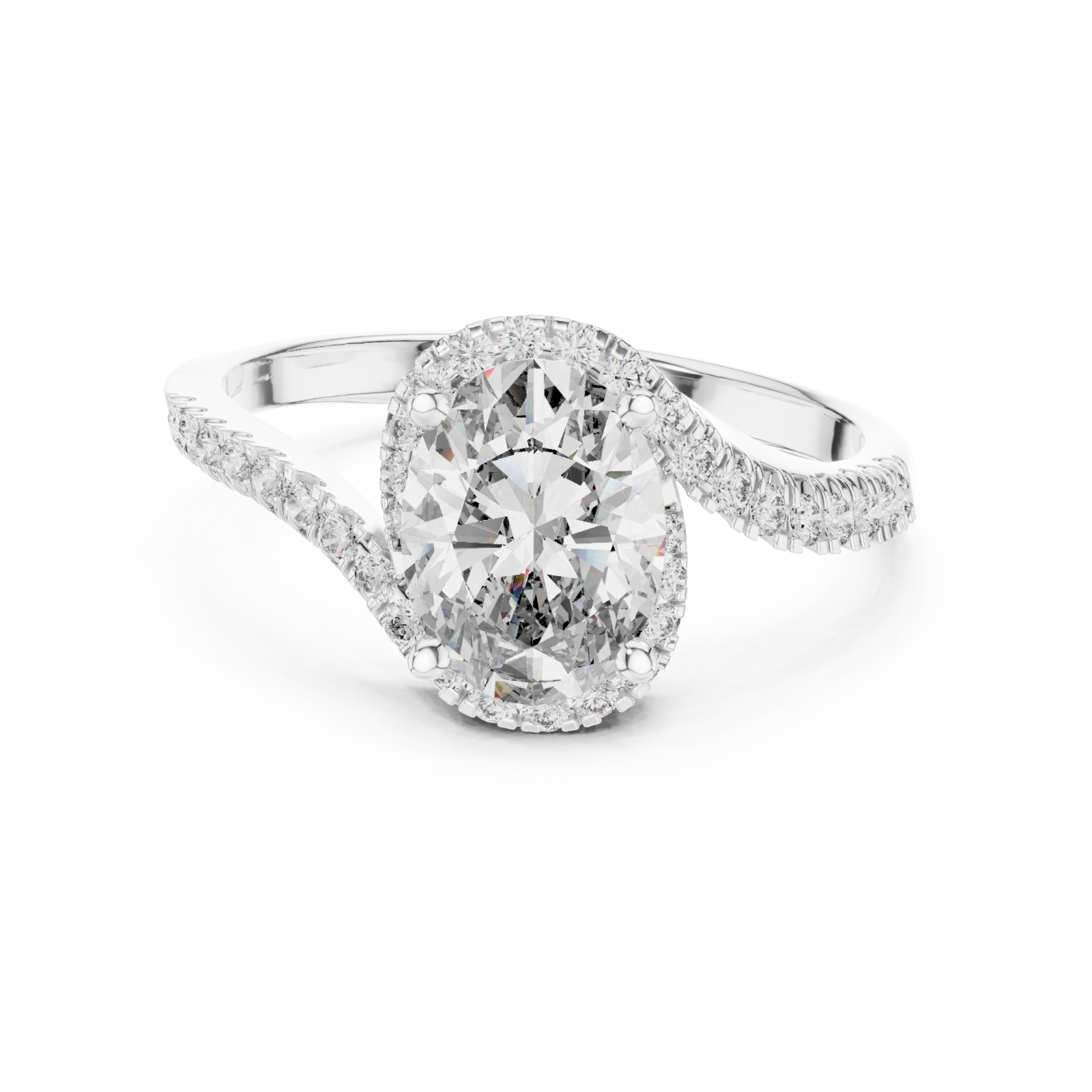  White Gold Bold Reflection Signature Engagement Band Front View