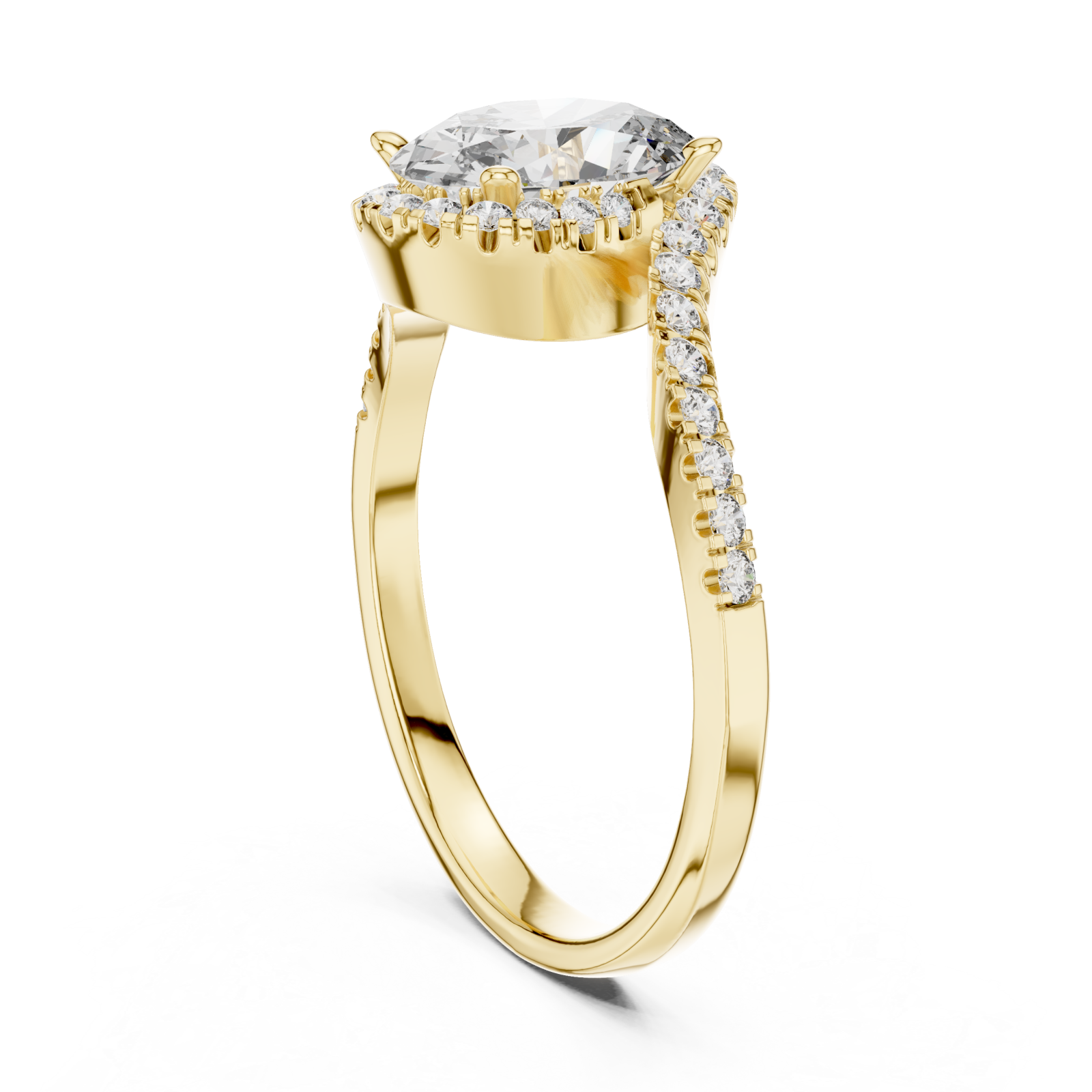  Gold Bold Reflection Signature Engagement Band Left View
