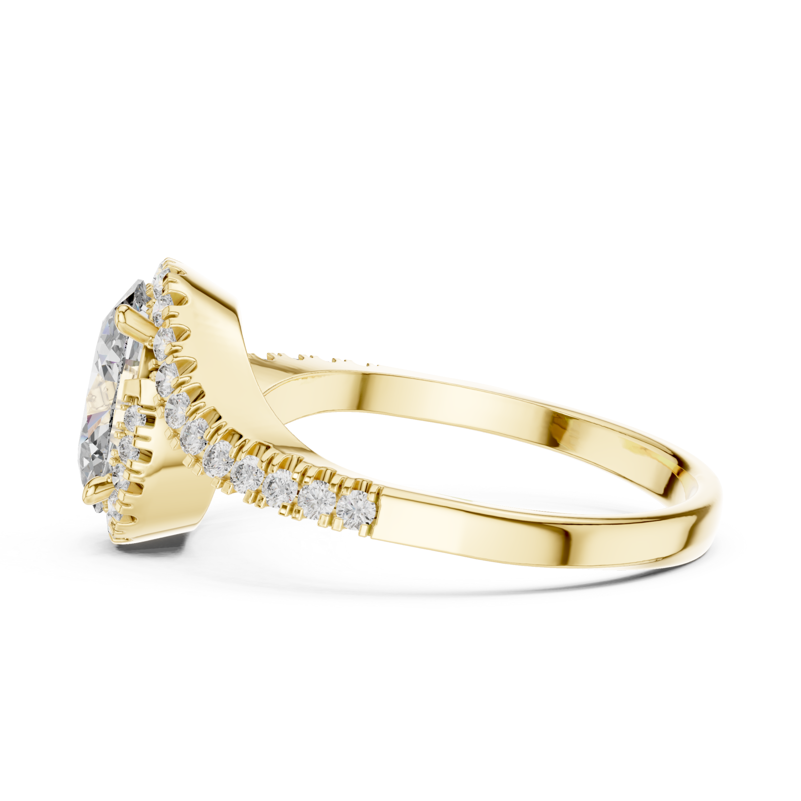  Gold Bold Reflection Signature Engagement Band Side View