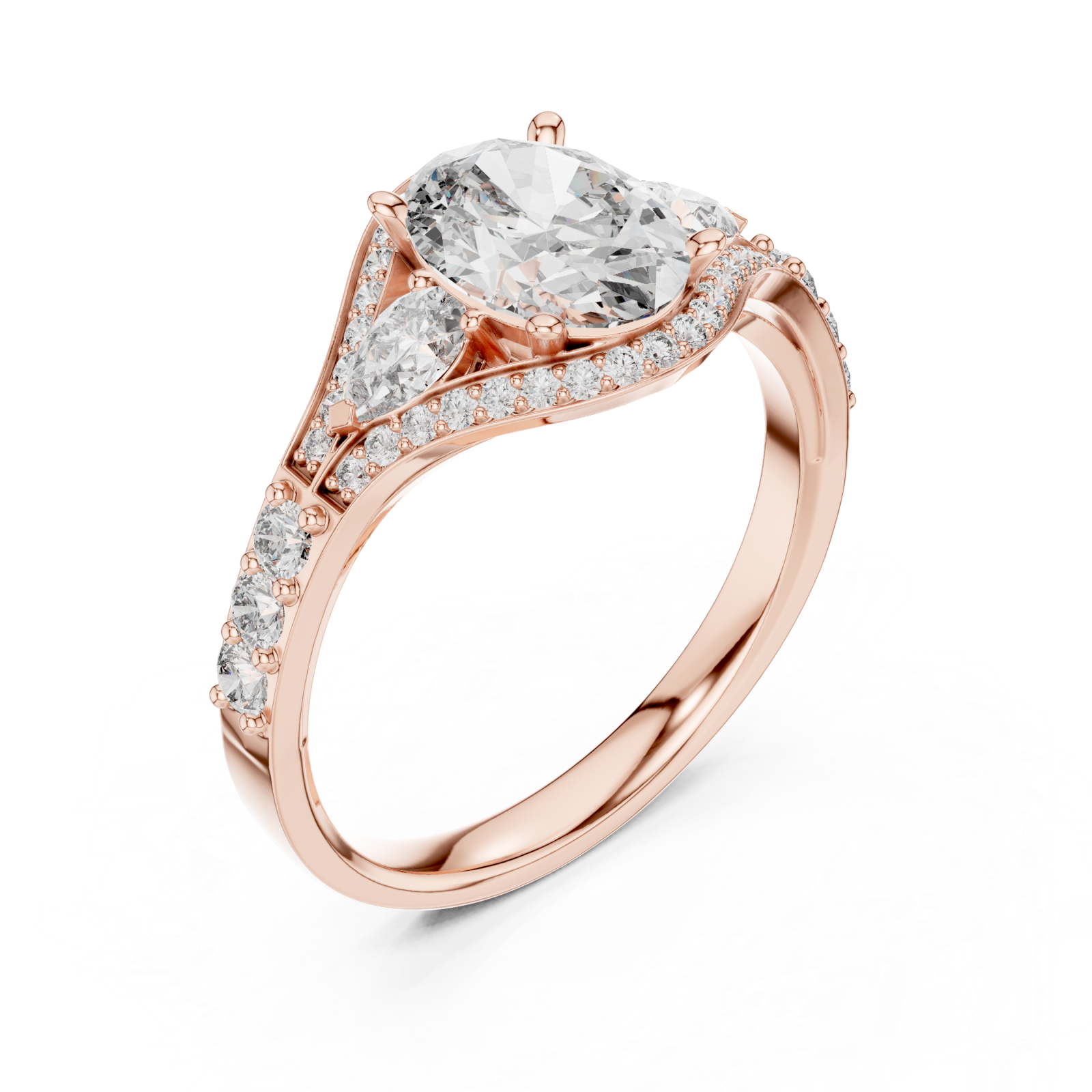  Rose Gold Moonlit Harmony Signature Halo Engagement Ring Right View