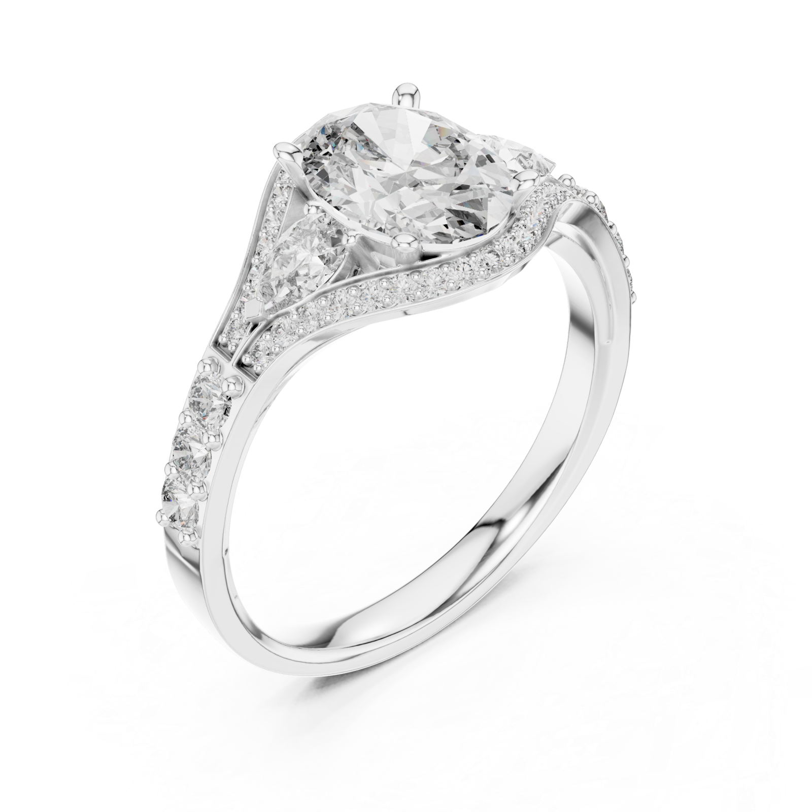 White Gold Moonlit Harmony Signature Halo Engagement Ring Right View