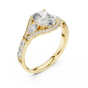 Gold Moonlit Harmony Signature Halo Engagement Ring Right View