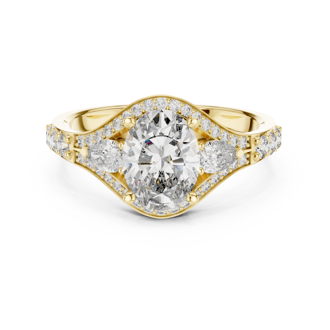 Gold Moonlit Harmony Signature Halo Engagement Ring Right View