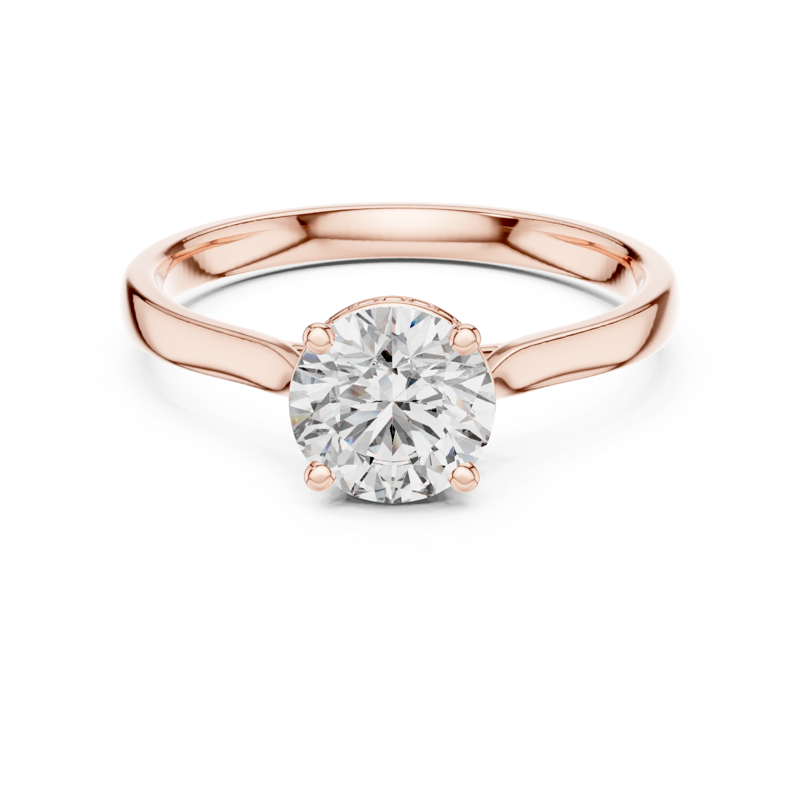  Rose Gold Celeste Radiance Solitaire Ring Front View