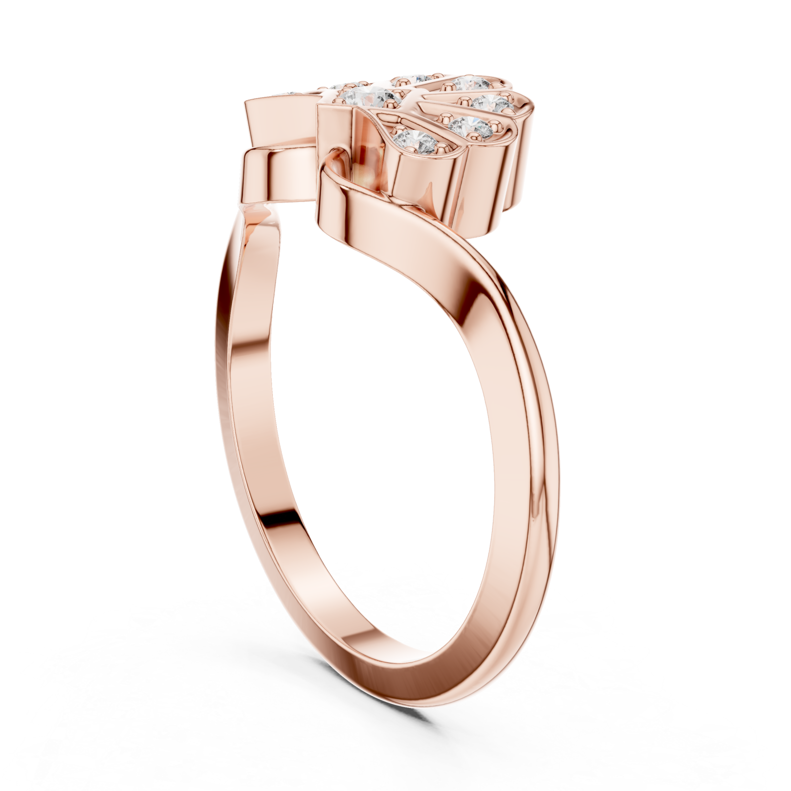 Rose Gold Vivid Splendor Ornate Band Ring Left View
