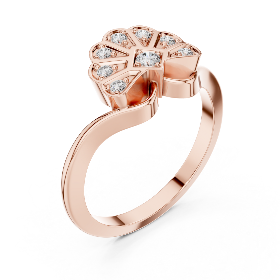  Rose Gold Vivid Splendor Ornate Band Ring Right View