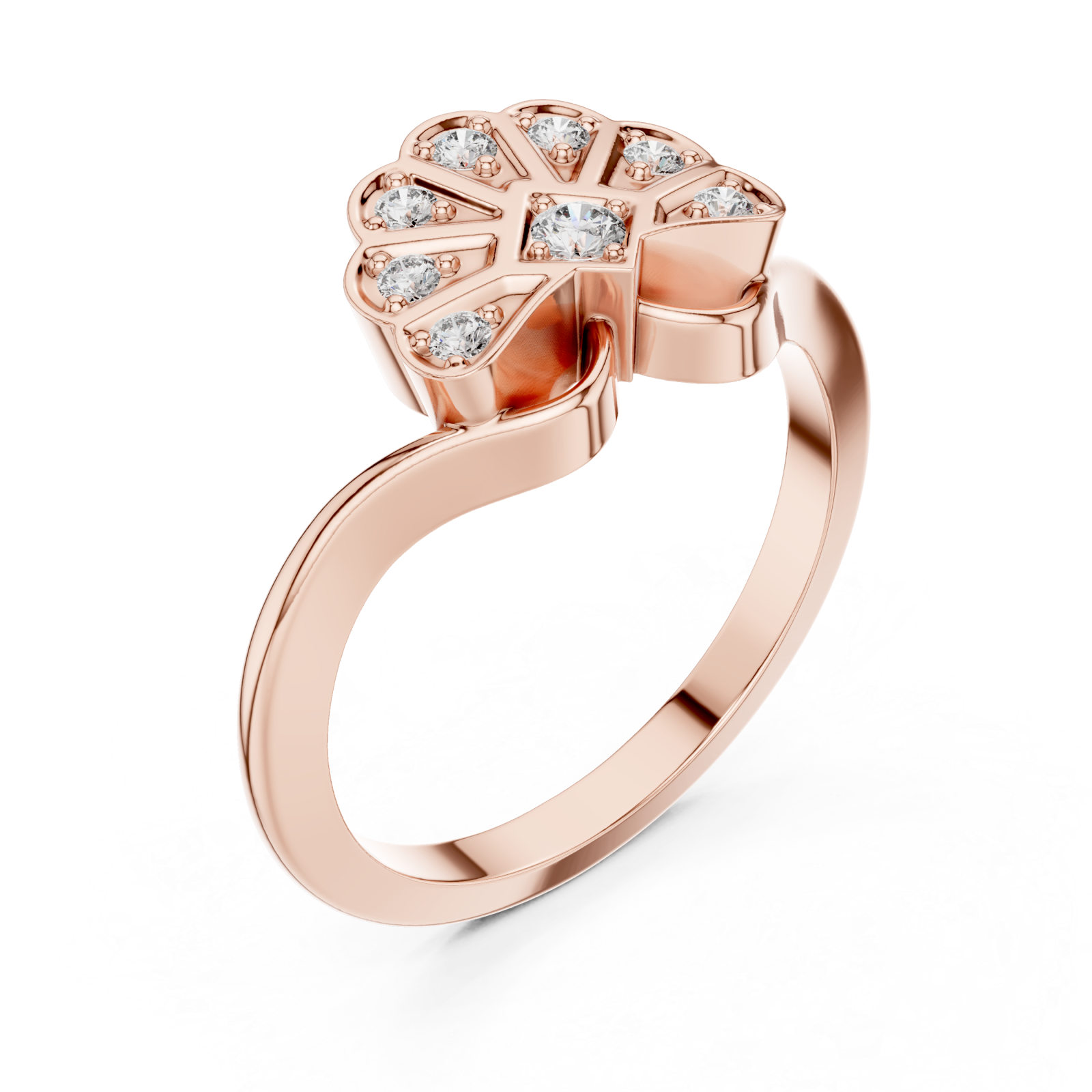  Rose Gold Vivid Splendor Ornate Band Ring Right View