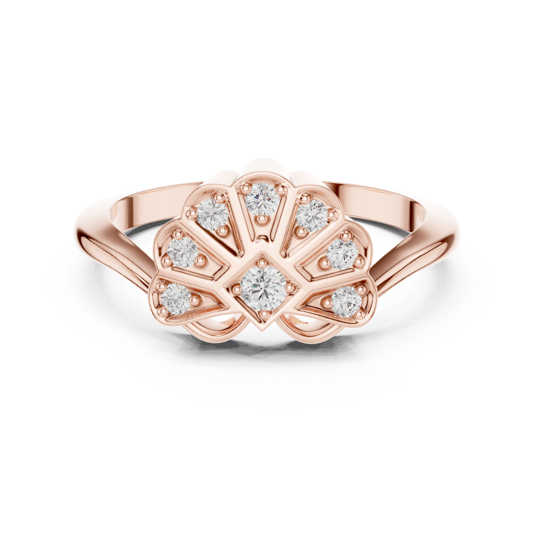  Rose Gold Vivid Splendor Ornate Band Ring Right View
