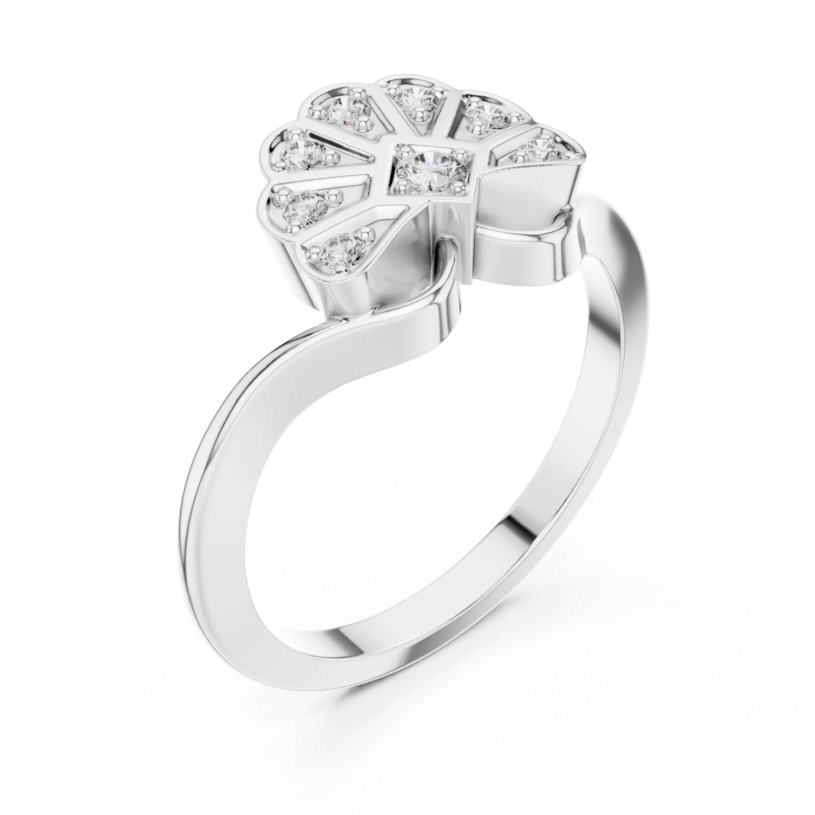  White Gold Vivid Splendor Ornate Band Ring Right View