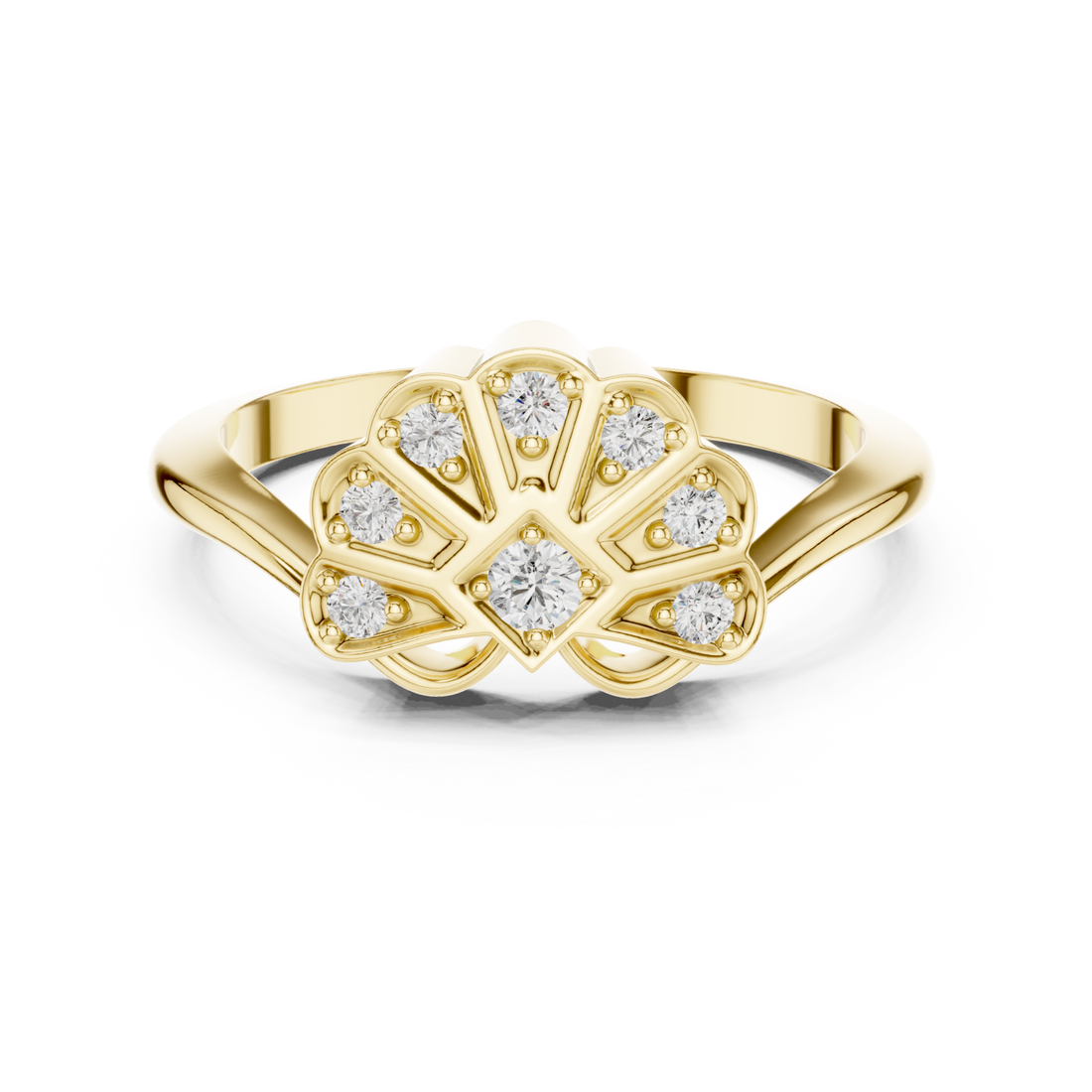 Gold Vivid Splendor Ornate Band Ring Right View