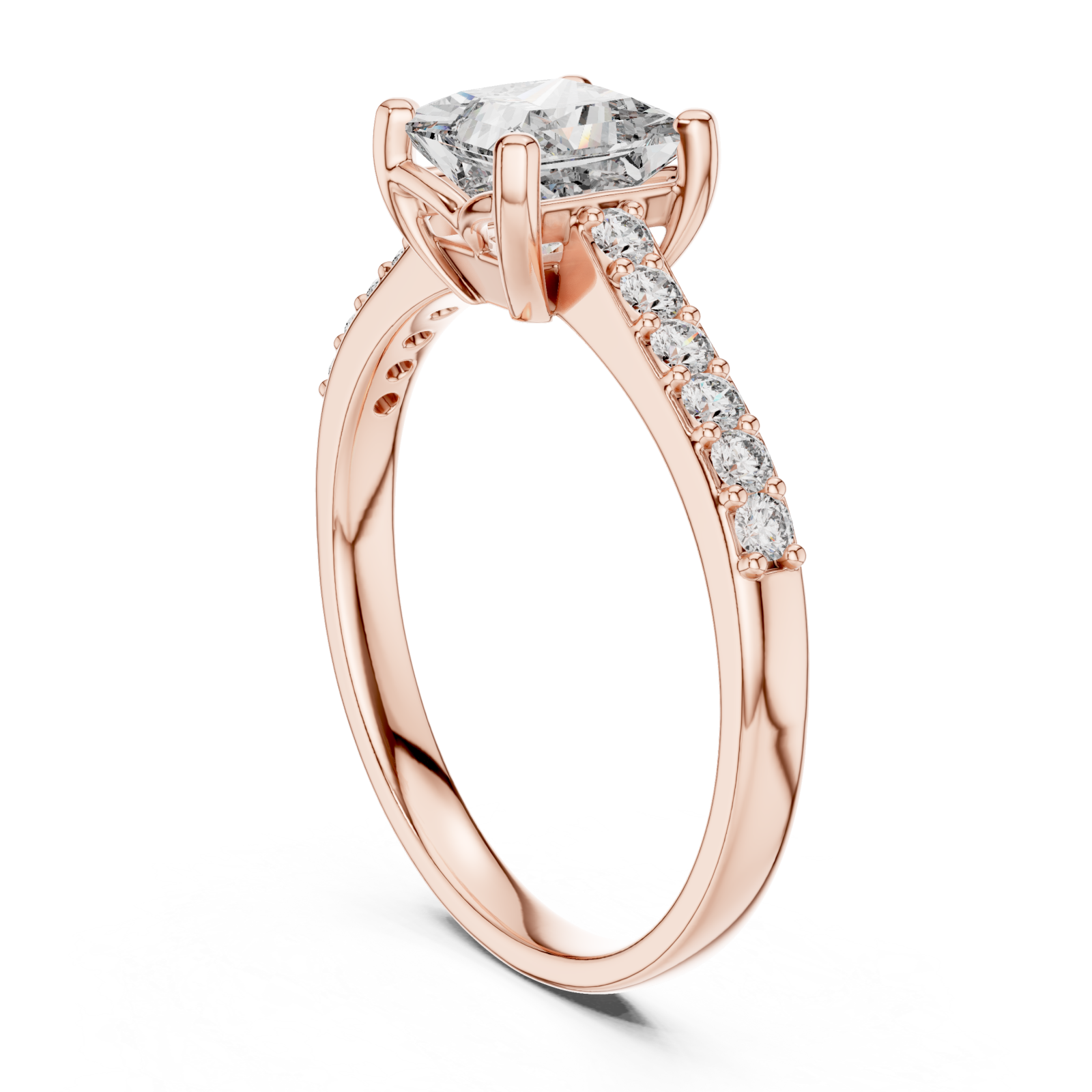 Rose Gold Lustrous Aurora Halo Engagement Band Left View
