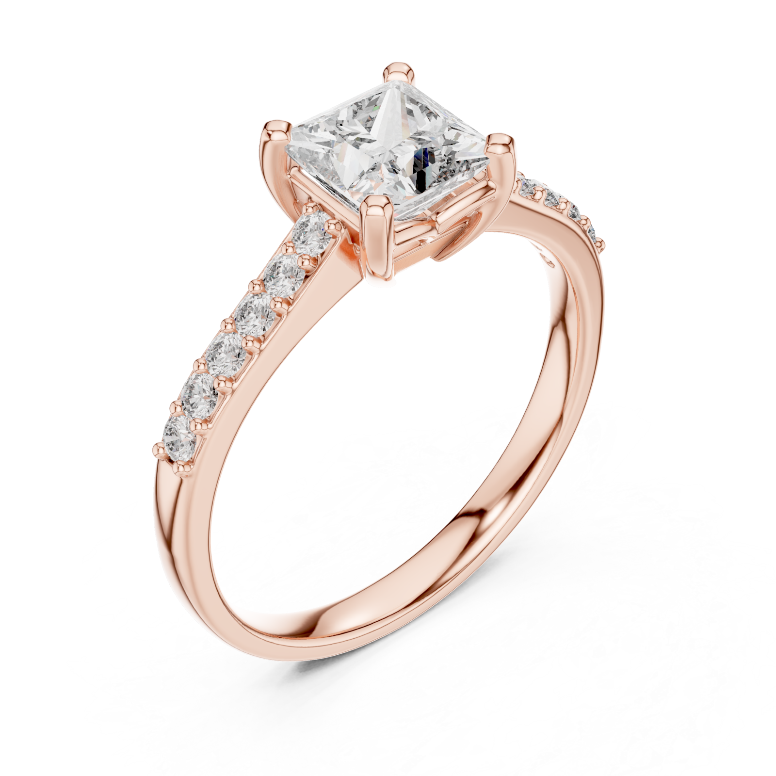  Rose Gold Lustrous Aurora Halo Engagement Band Right View