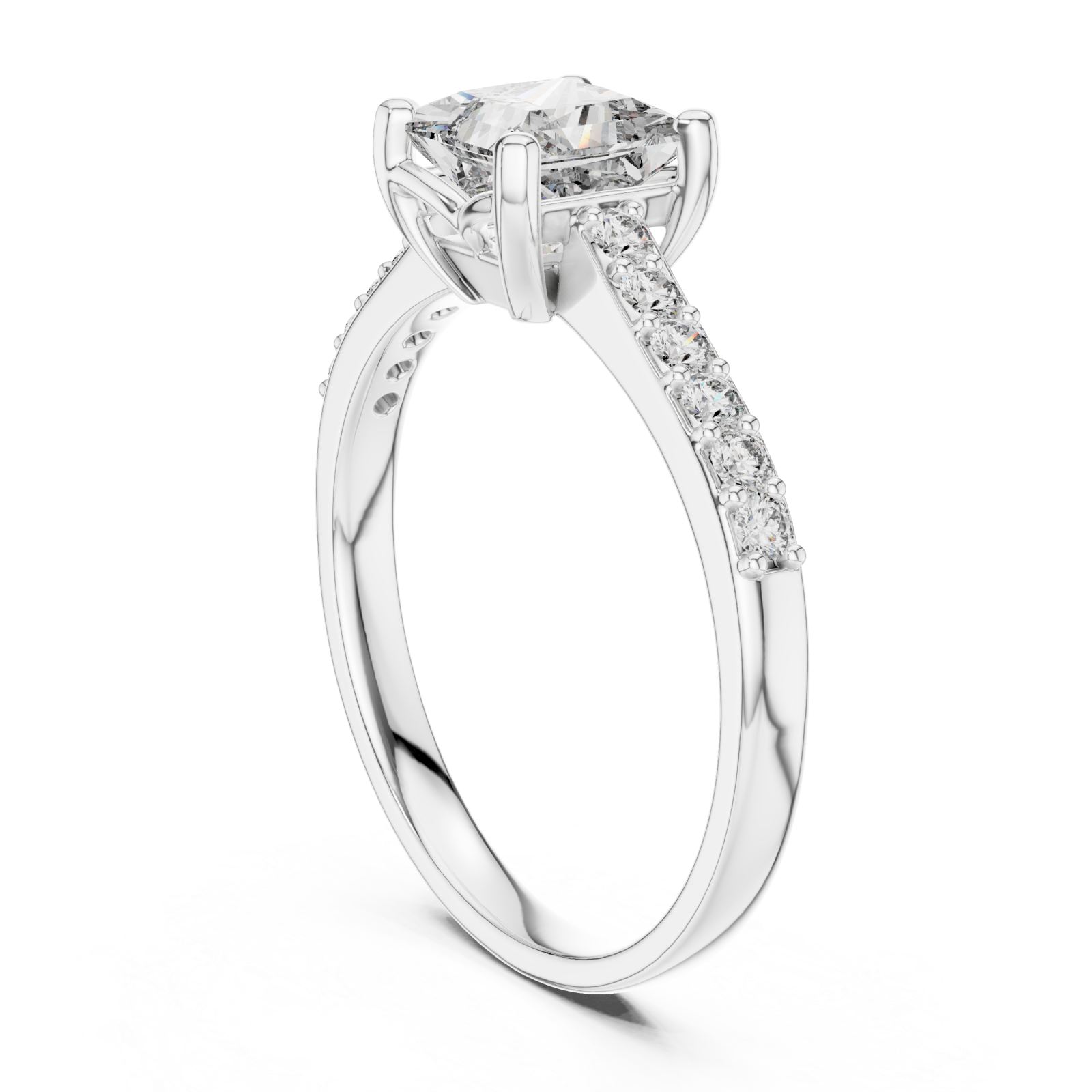 White Gold Lustrous Aurora Halo Engagement Band Left View