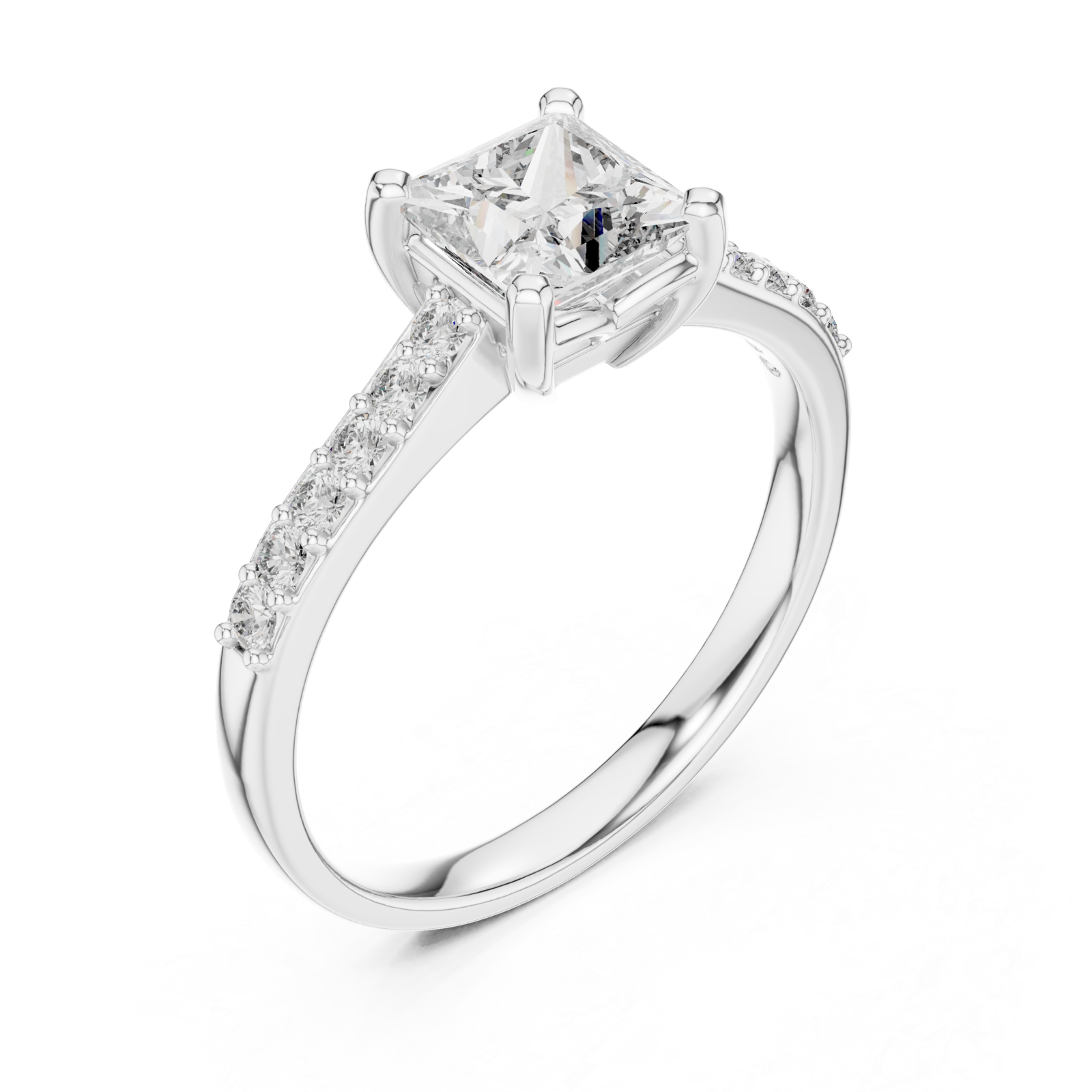 White Gold Lustrous Aurora Halo Engagement Band Right View