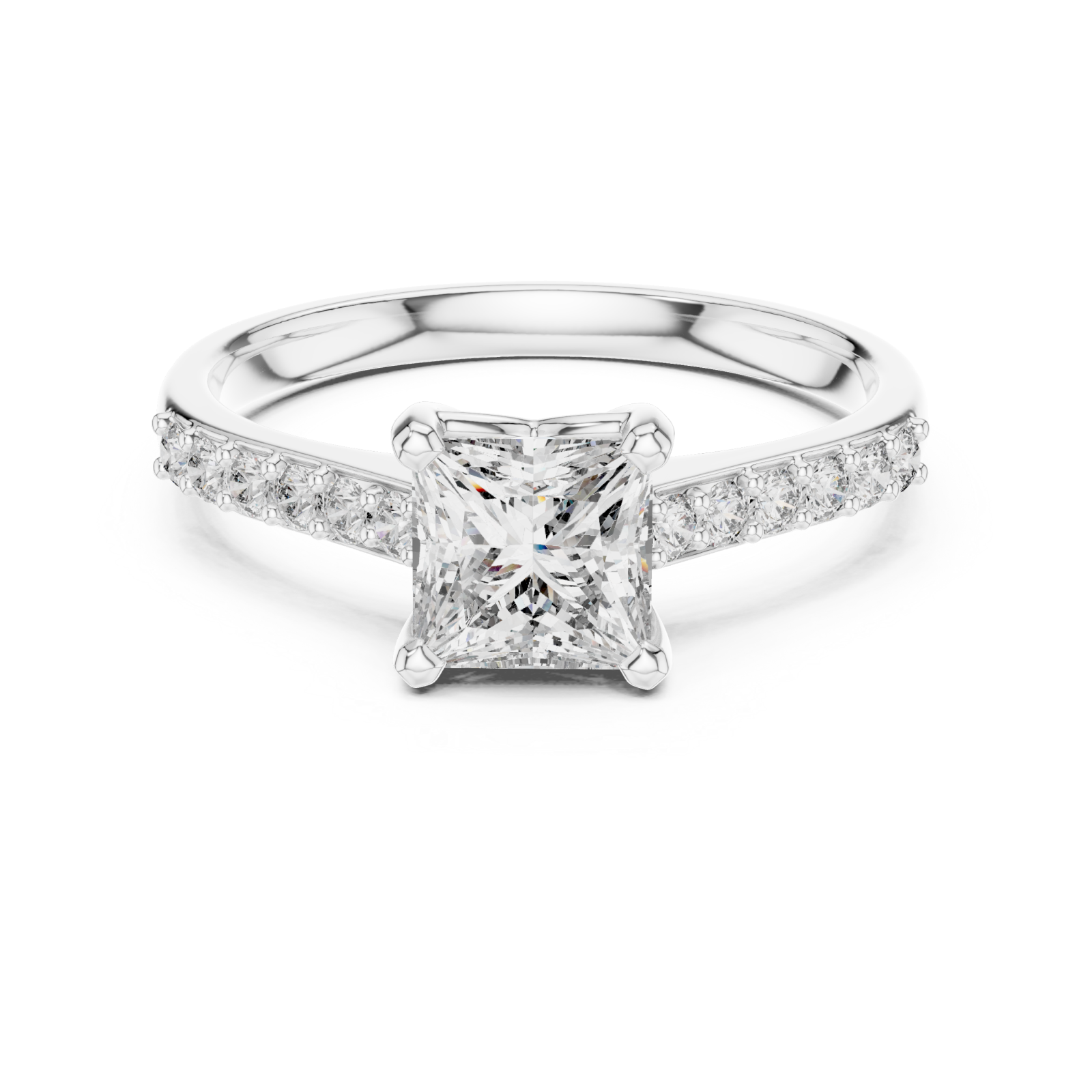  White Gold Lustrous Aurora Halo Engagement Band Front View