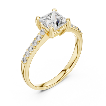 Gold Lustrous Aurora Halo Engagement Band Right View