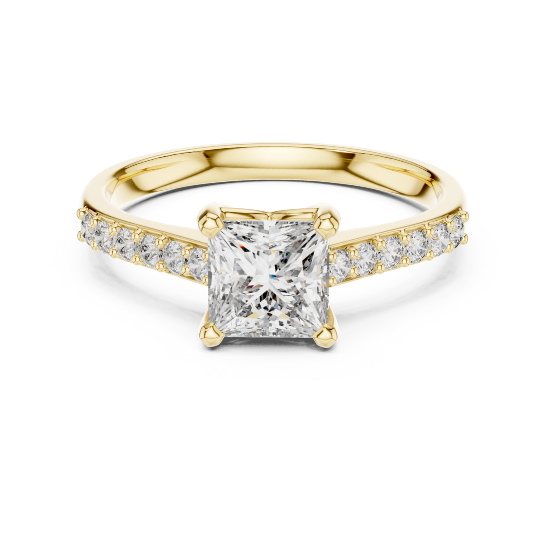 Gold Lustrous Aurora Halo Engagement Band Right View