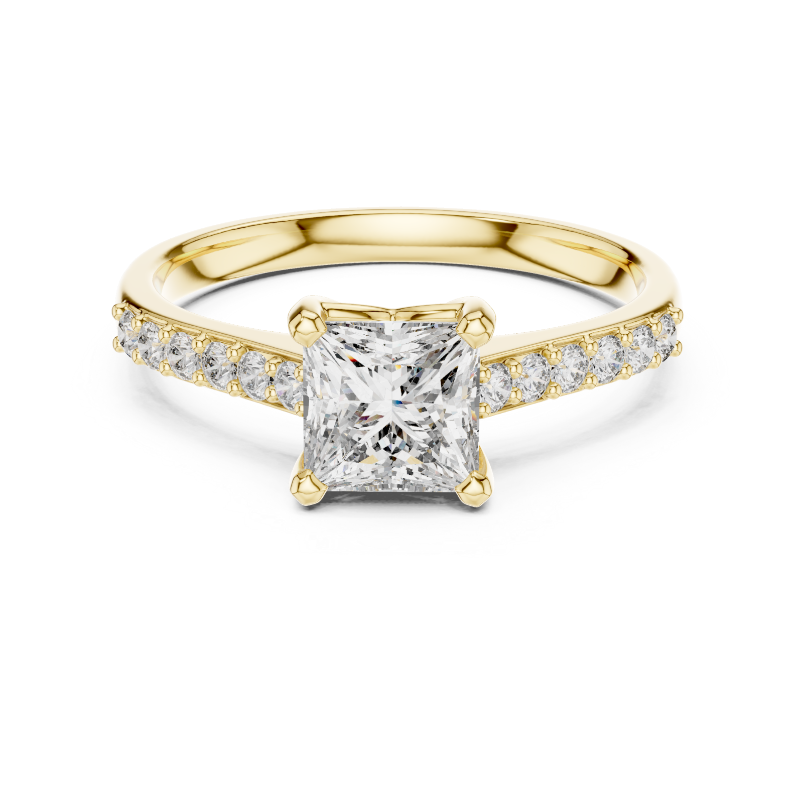  Gold Lustrous Aurora Halo Engagement Band Front View