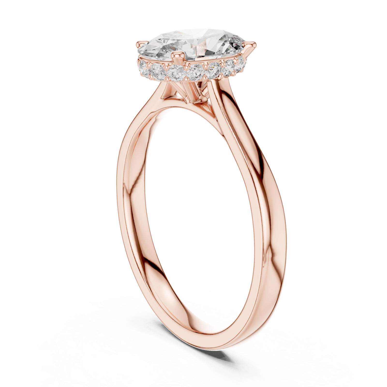  Rose Gold Infinite Allure Regal Halo Elegance Ring Left View