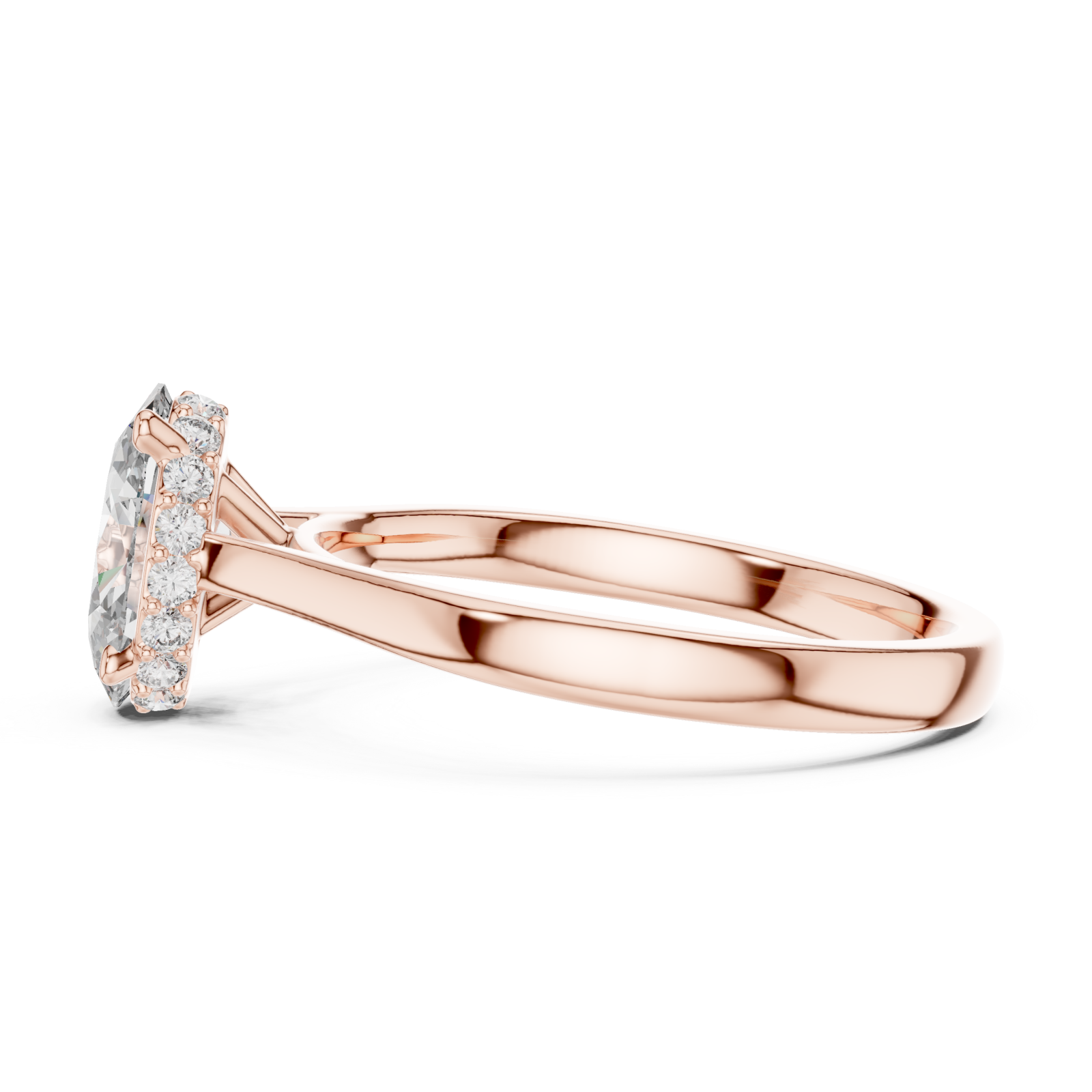  Rose Gold Infinite Allure Regal Halo Elegance Ring Side View