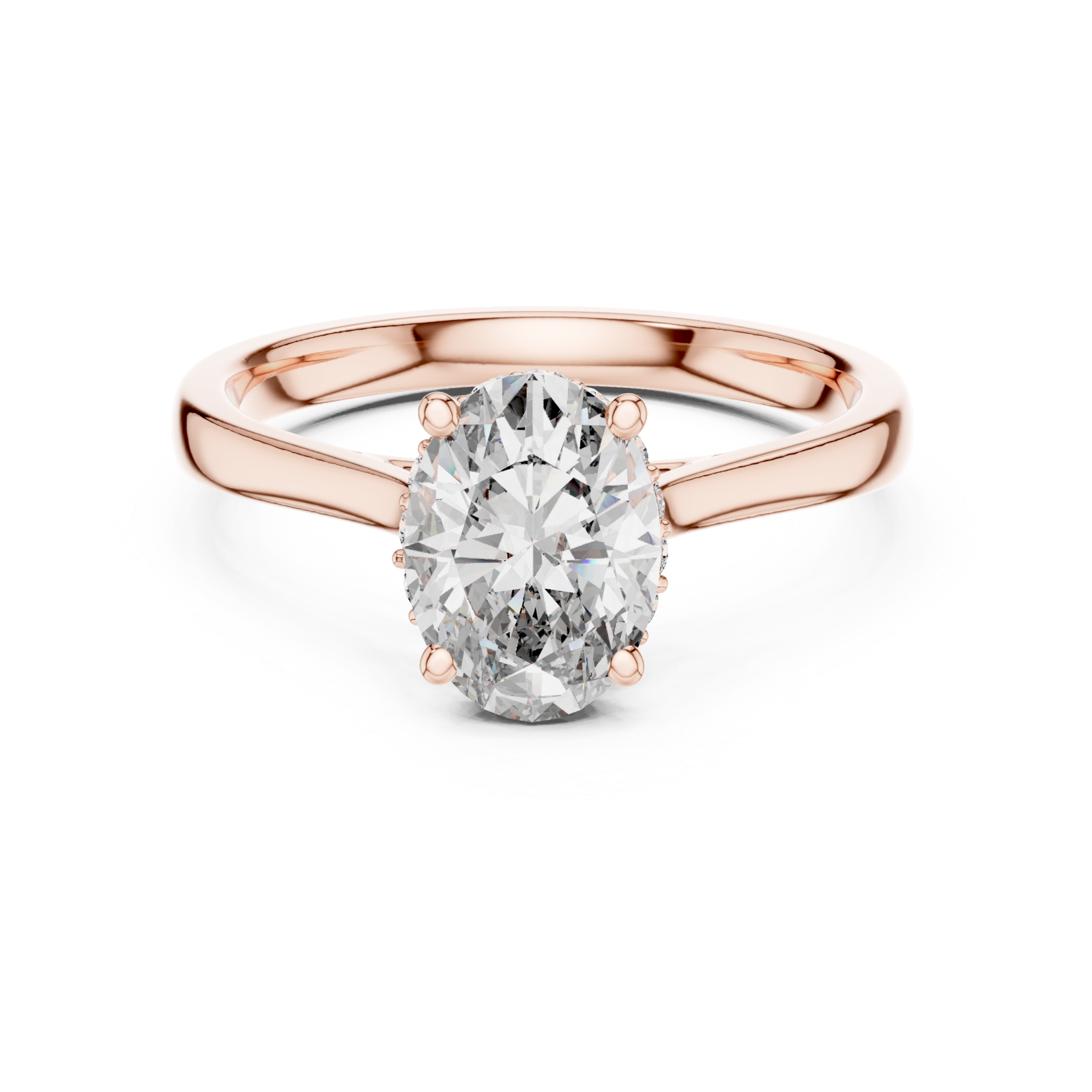  Rose Gold Infinite Allure Regal Halo Elegance Ring Front View