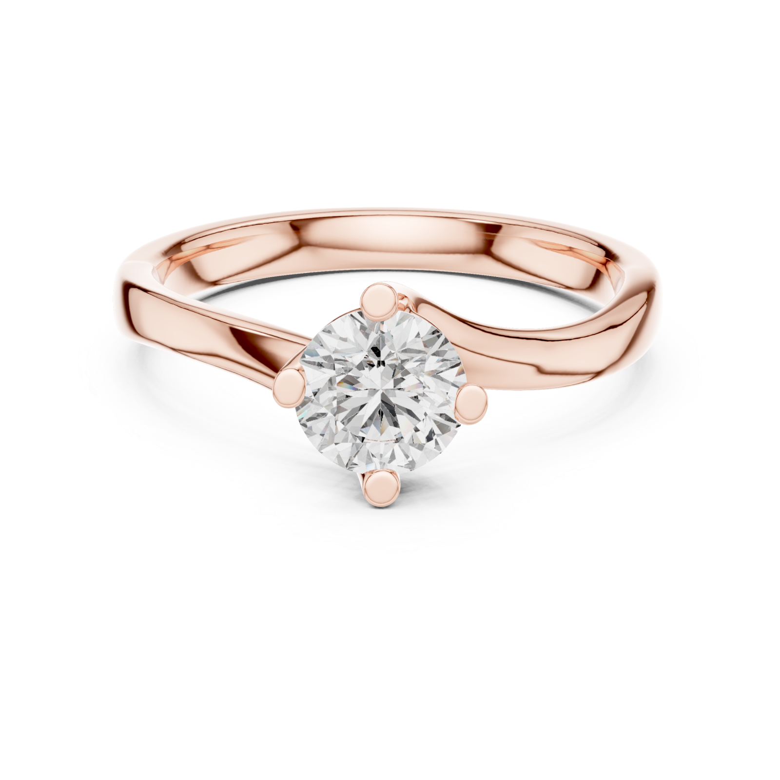  Rose Gold Classic Embrace Solitaire Ring Front View