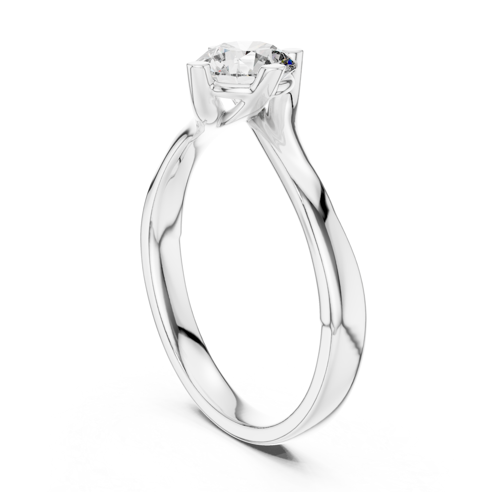  White Gold Classic Embrace Solitaire Ring Left View
