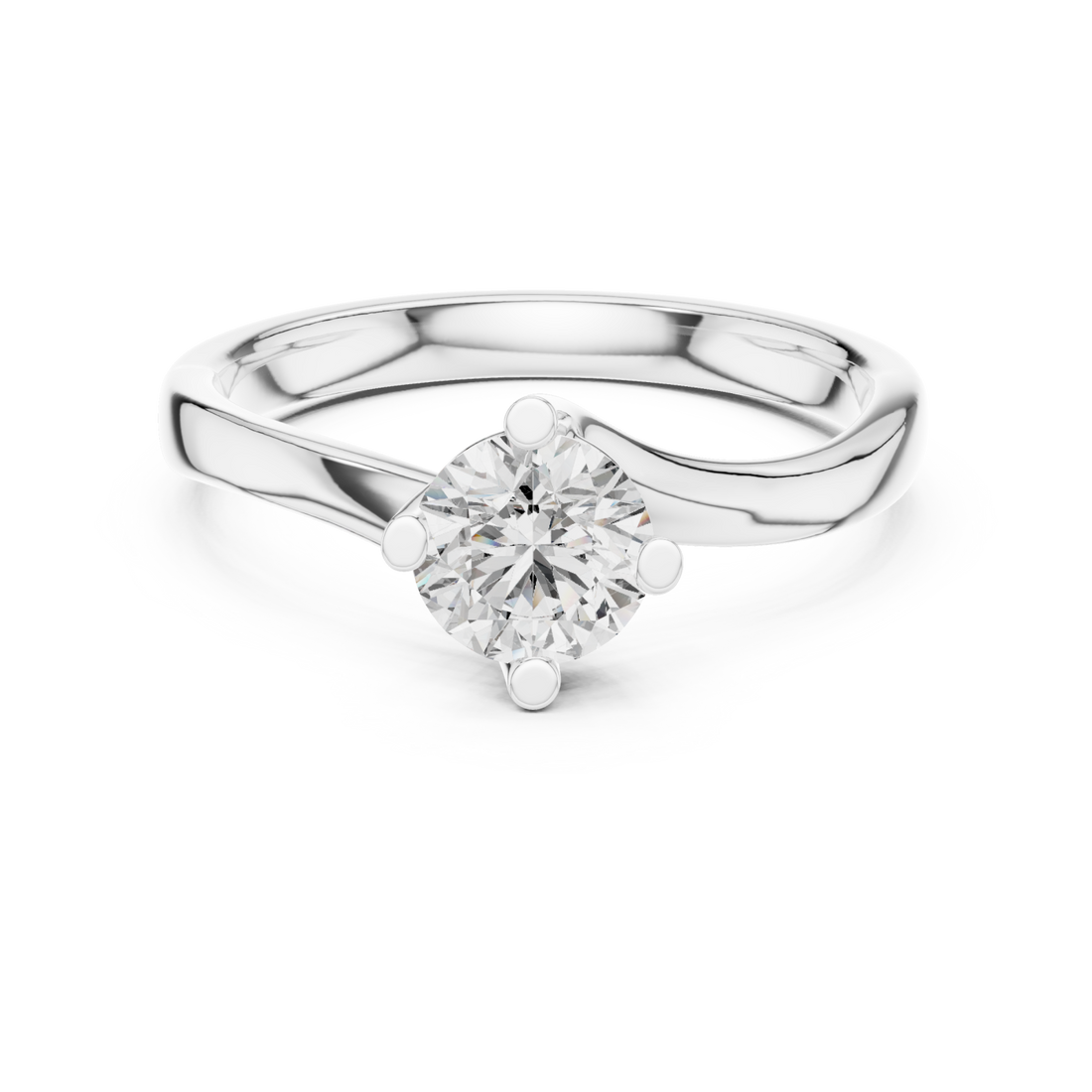  White Gold Classic Embrace Solitaire Ring Right View
