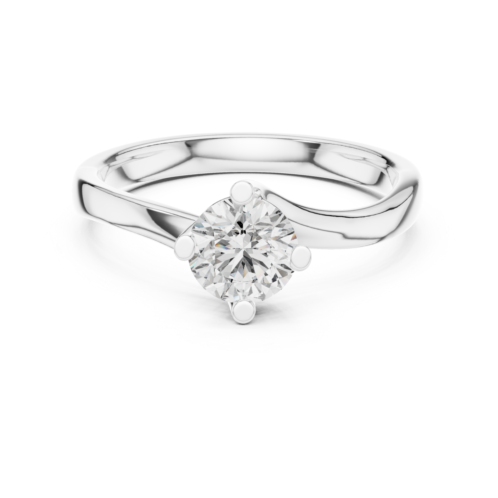 White Gold Classic Embrace Solitaire Ring Front View
