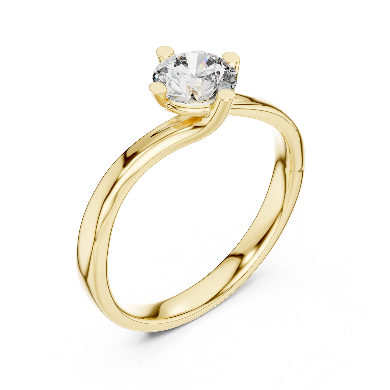 Gold Classic Embrace Solitaire Ring Right View