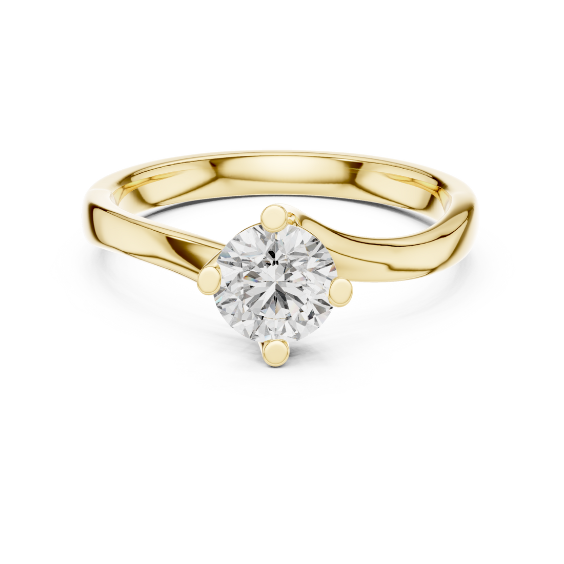 Gold Classic Embrace Solitaire Ring Right View