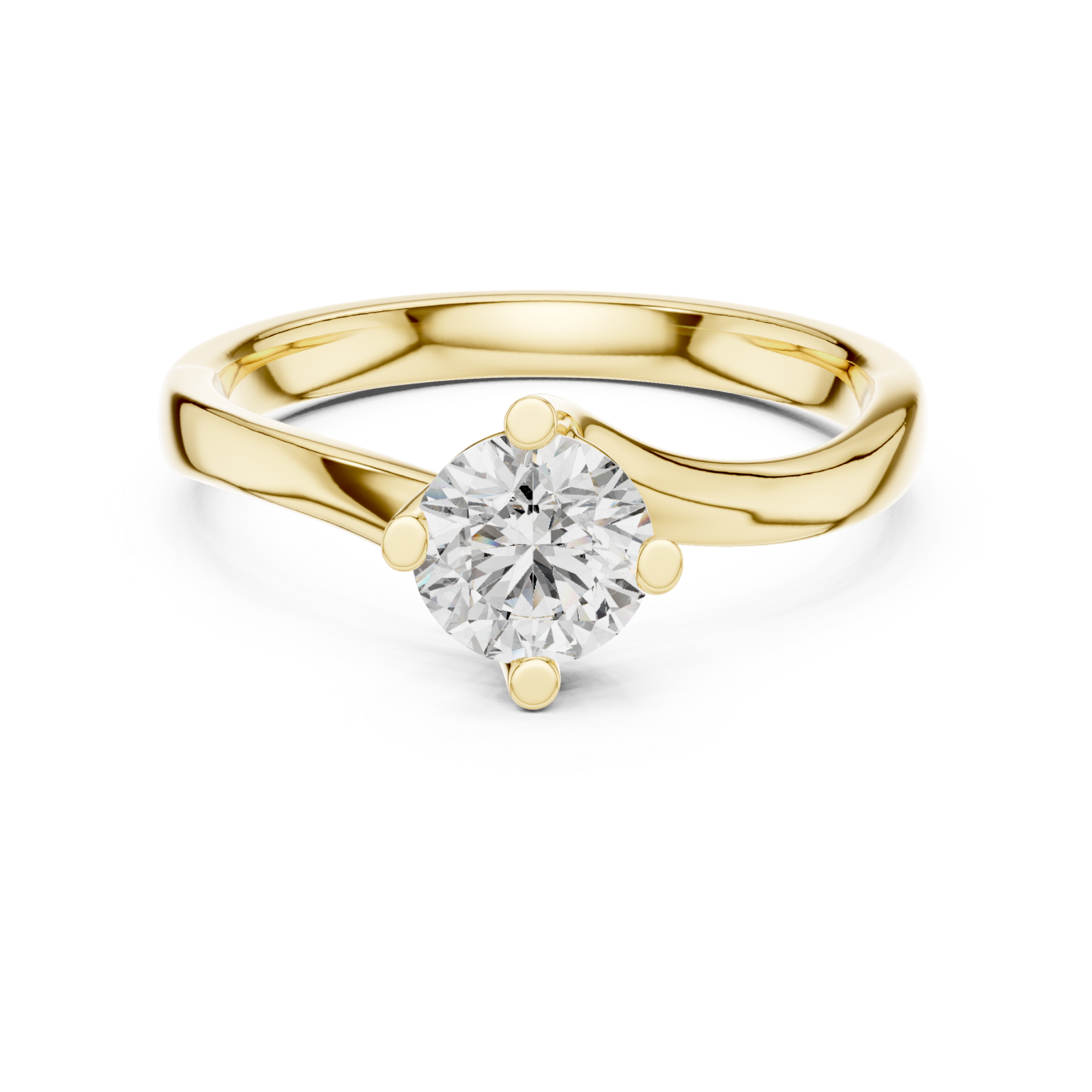  Gold Classic Embrace Solitaire Ring Front View