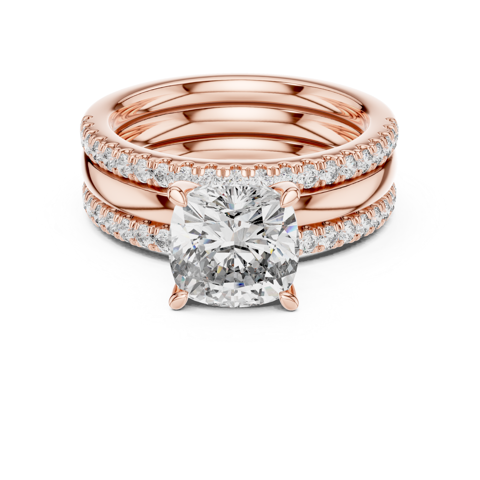  Rose Gold Classic Aurora Unity Ring Set Front View