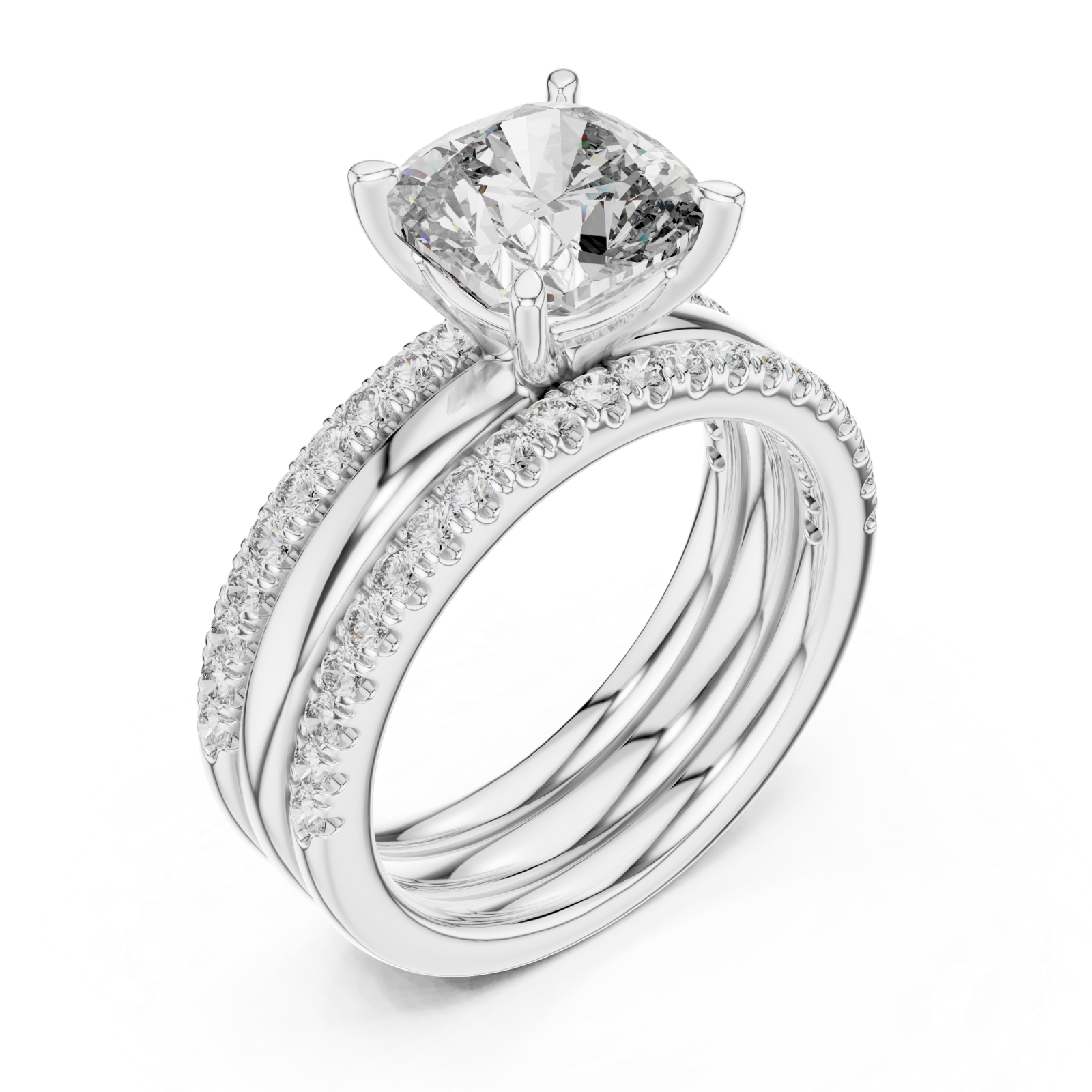  White Gold Classic Aurora Unity Ring Set Right View