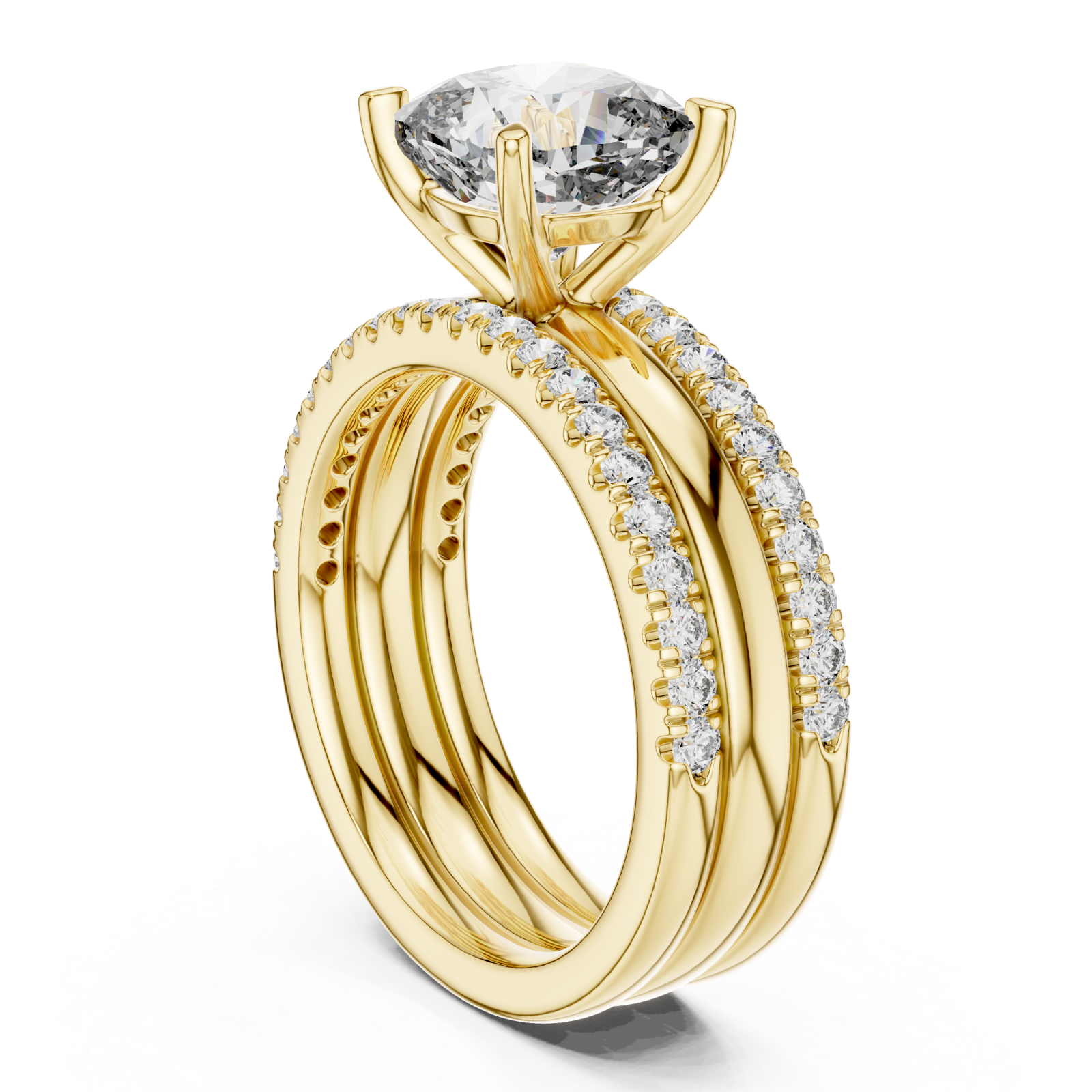  Gold Classic Aurora Unity Ring Set Left View