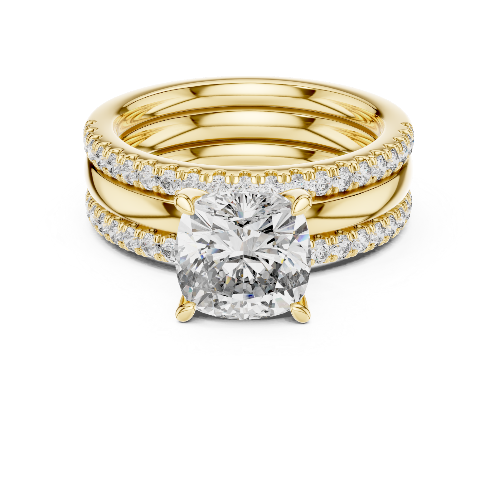  Gold Classic Aurora Unity Ring Set Front View